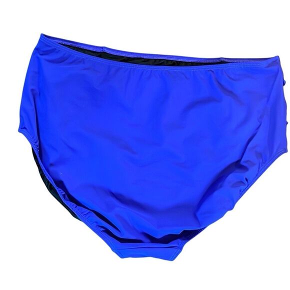 L.L. Bean Womens UPF 50+ Ruched High Waist Brief Swimwear Blue Size 18 - Picture 2 of 4